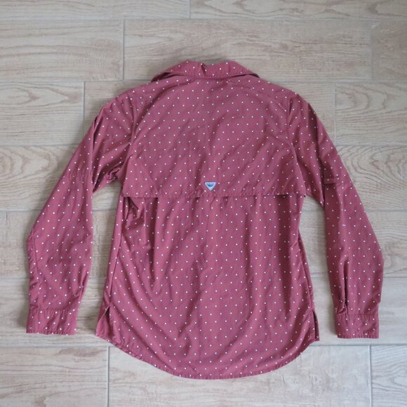Columbia Sportswear PFG Fishing Hiking Shirt Pink Nylon Polka Dot Women's S - Picture 9 of 9